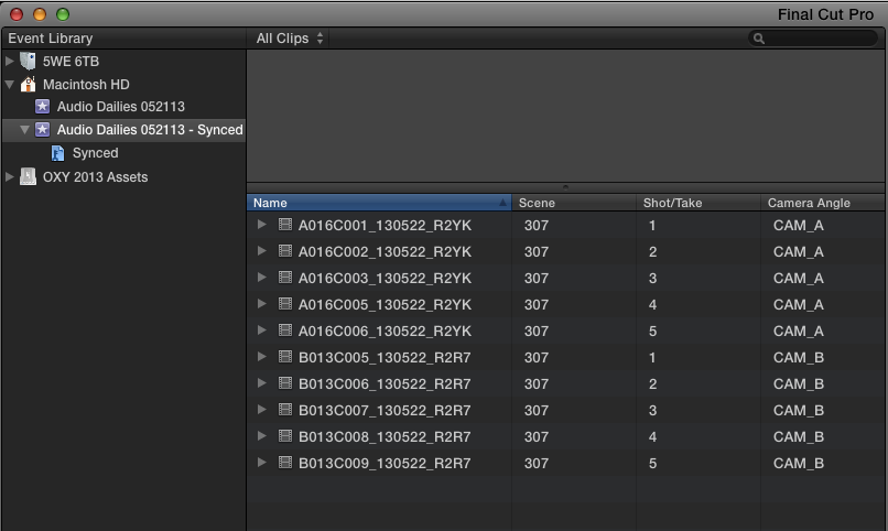 Adding scene and take metadata