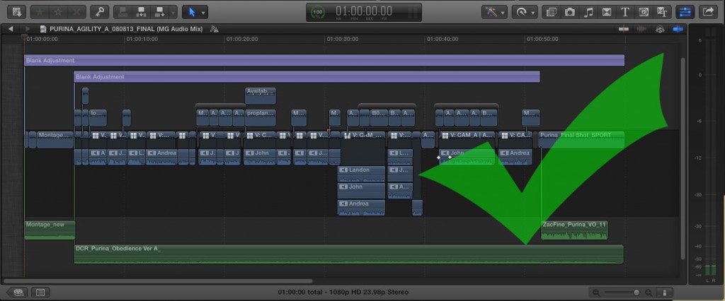 Correct timeline audio component editing